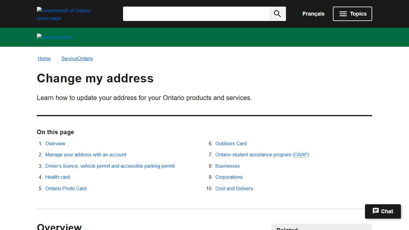 Change my address | ontario.ca